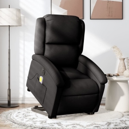 Sillón de masaje eléctrico reclinable elevable tela negro