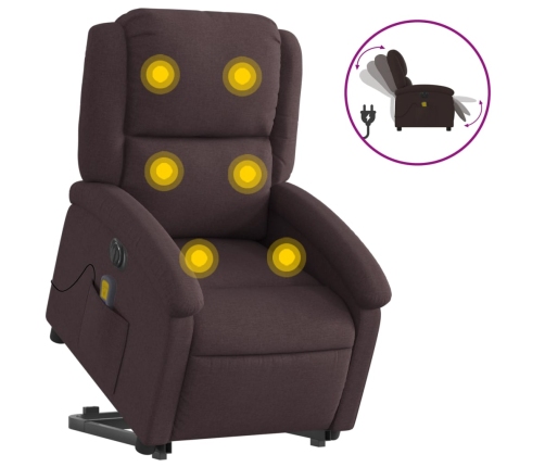 Sillón masaje eléctrico reclinable elevable tela marrón oscuro