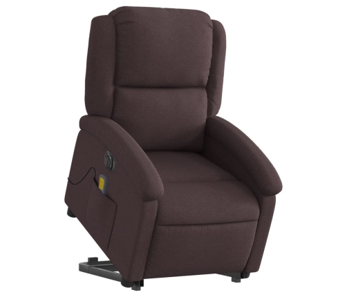 Sillón masaje eléctrico reclinable elevable tela marrón oscuro