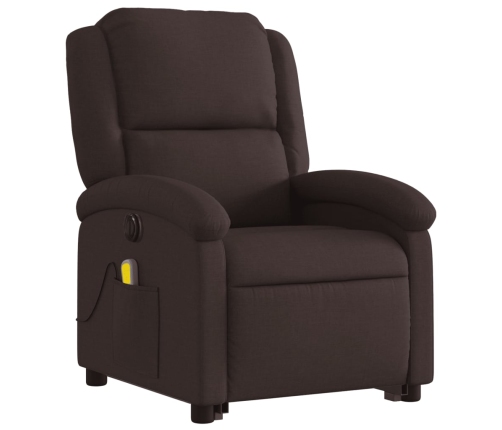 Sillón masaje eléctrico reclinable elevable tela marrón oscuro