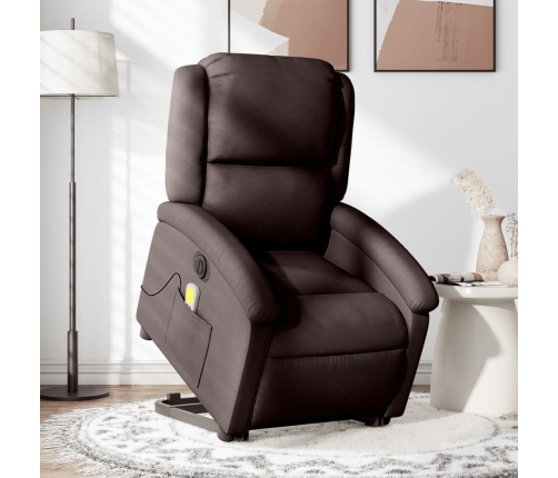 Sillón masaje eléctrico reclinable elevable tela marrón oscuro