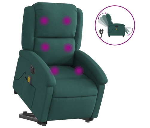 Sillón masaje eléctrico reclinable elevable tela verde oscuro