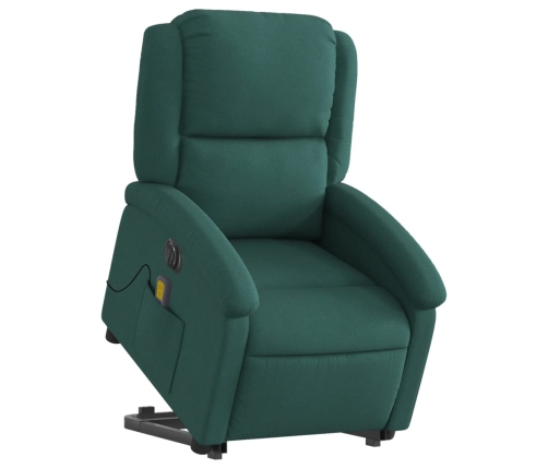 Sillón masaje eléctrico reclinable elevable tela verde oscuro