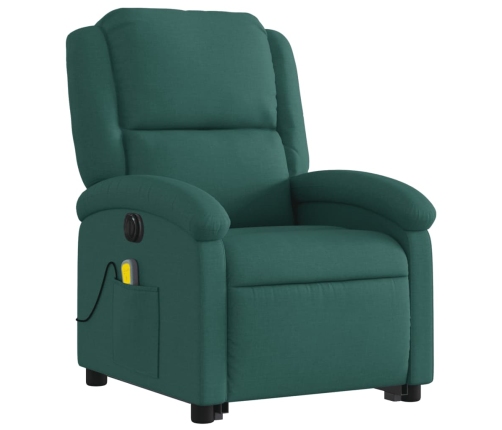 Sillón masaje eléctrico reclinable elevable tela verde oscuro