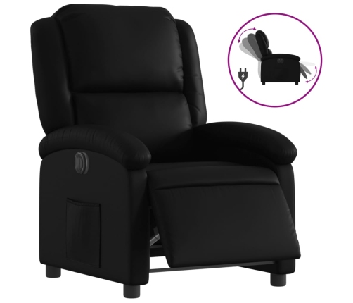 Sillón reclinable eléctrico de cuero sintético negro