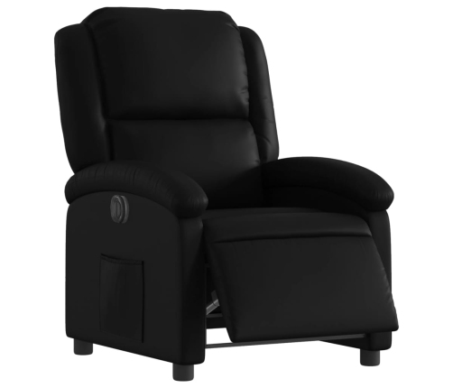 Sillón reclinable eléctrico de cuero sintético negro