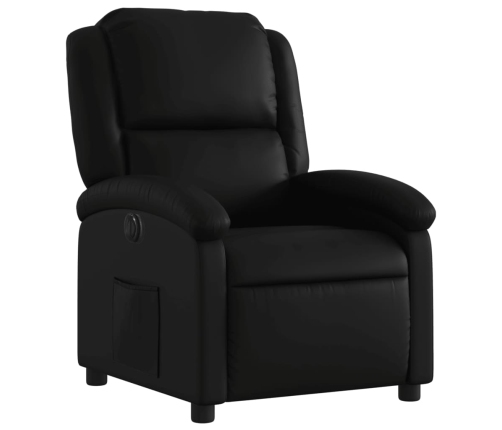 Sillón reclinable eléctrico de cuero sintético negro