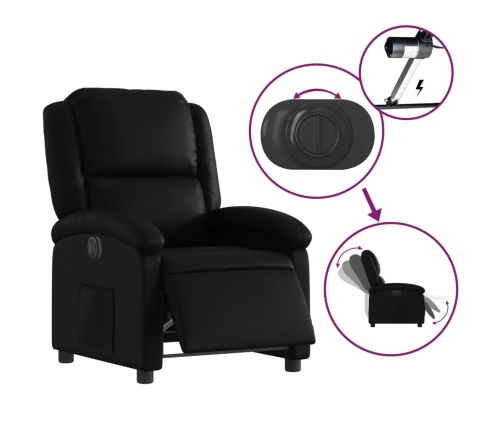 Sillón reclinable eléctrico de cuero sintético negro