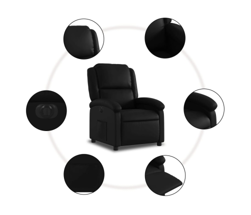 Sillón reclinable eléctrico de cuero sintético negro