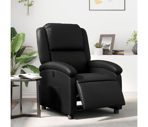 Sillón reclinable eléctrico de cuero sintético negro