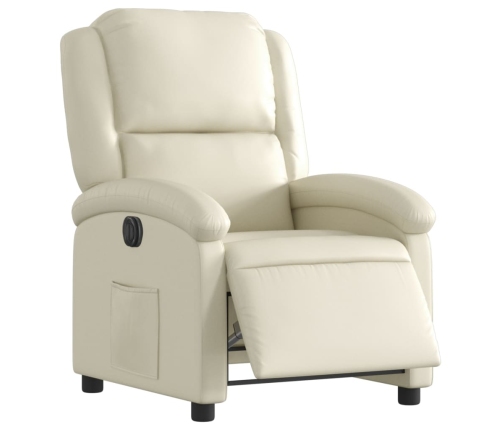 Sillón reclinable eléctrico de cuero sintético crema