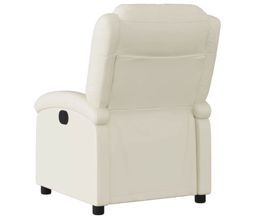 Sillón reclinable eléctrico de cuero sintético crema