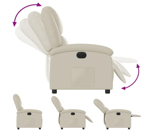 Sillón reclinable eléctrico de cuero sintético crema