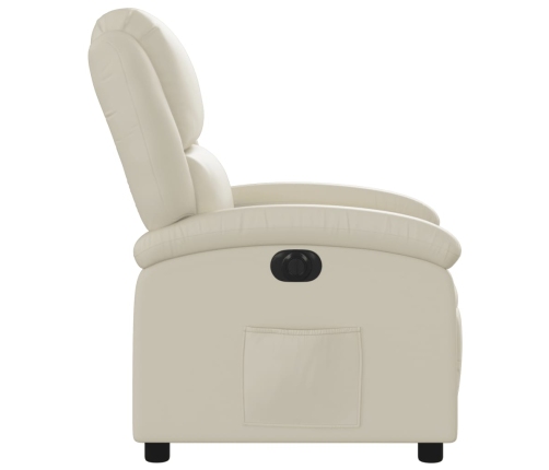 Sillón reclinable eléctrico de cuero sintético crema