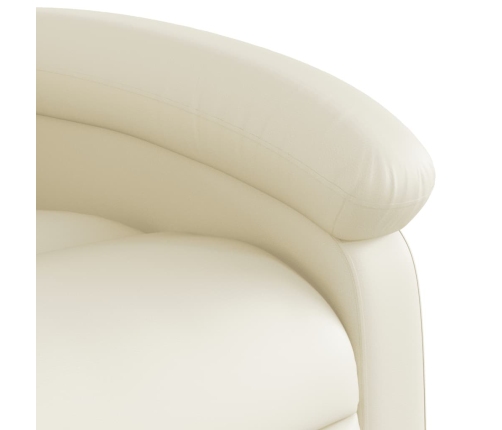 Sillón reclinable eléctrico de cuero sintético crema