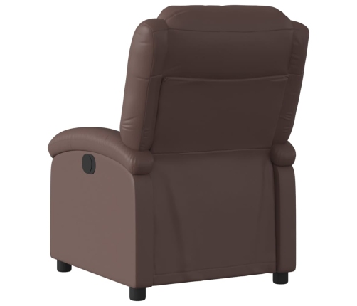 Sillón reclinable eléctrico de cuero sintético marrón