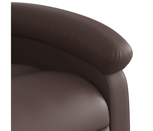 Sillón reclinable eléctrico de cuero sintético marrón