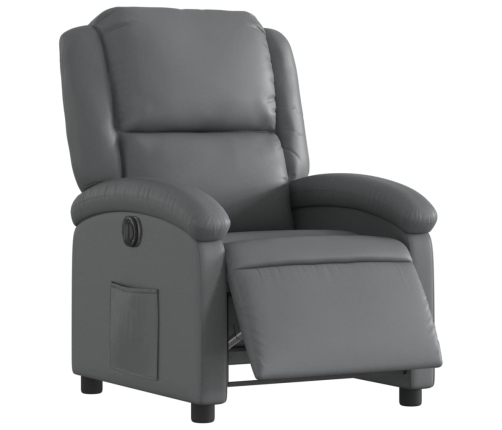 Sillón reclinable eléctrico de cuero sintético gris