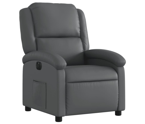 Sillón reclinable eléctrico de cuero sintético gris