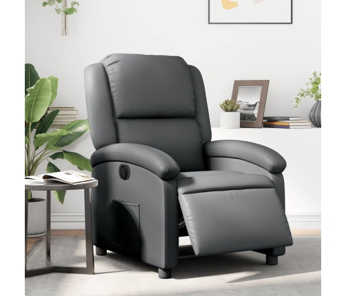 Sillón reclinable eléctrico de cuero sintético gris