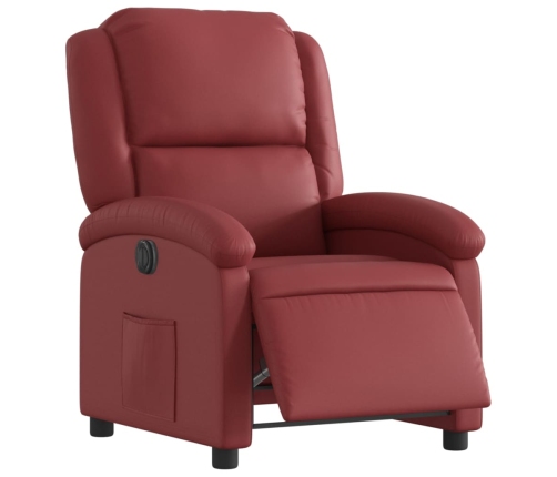 Sillón reclinable eléctrico de cuero sintético rojo tinto