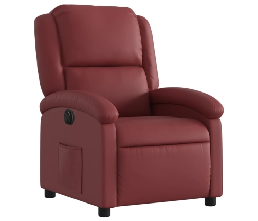 Sillón reclinable eléctrico de cuero sintético rojo tinto