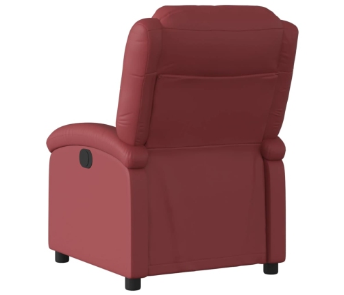 Sillón reclinable eléctrico de cuero sintético rojo tinto