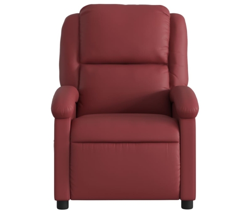 Sillón reclinable eléctrico de cuero sintético rojo tinto