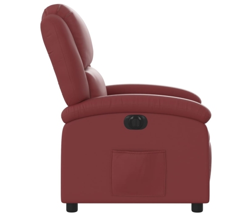 Sillón reclinable eléctrico de cuero sintético rojo tinto