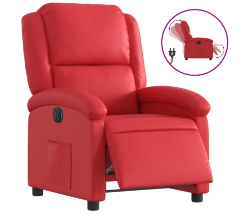 Sillón reclinable eléctrico de cuero sintético rojo