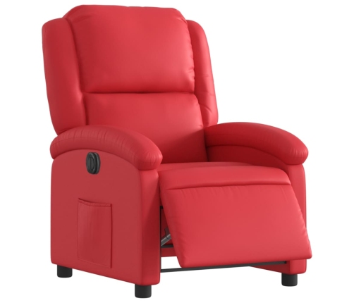 Sillón reclinable eléctrico de cuero sintético rojo