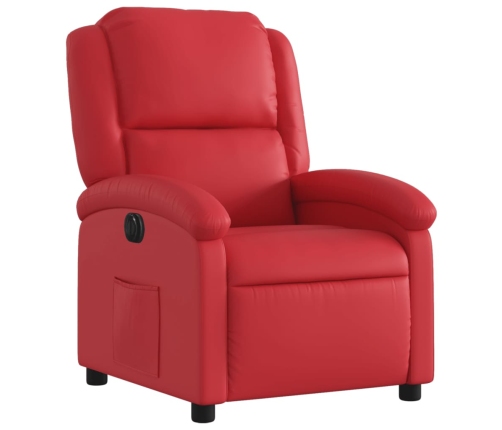 Sillón reclinable eléctrico de cuero sintético rojo