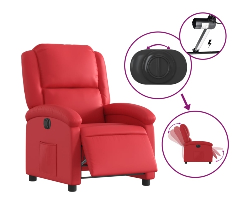 Sillón reclinable eléctrico de cuero sintético rojo