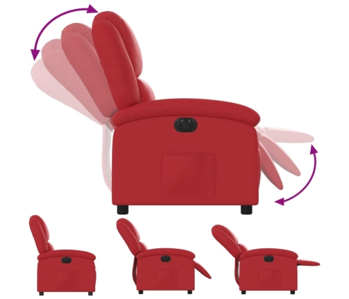 Sillón reclinable eléctrico de cuero sintético rojo