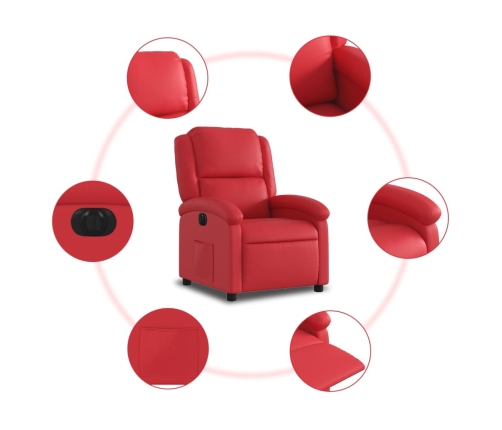 Sillón reclinable eléctrico de cuero sintético rojo