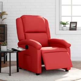 Sillón reclinable eléctrico de cuero sintético rojo