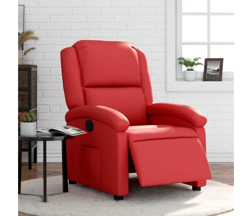 Sillón reclinable eléctrico de cuero sintético rojo