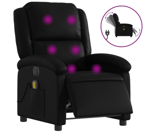 Sillón de masaje reclinable eléctrico cuero sintético negro