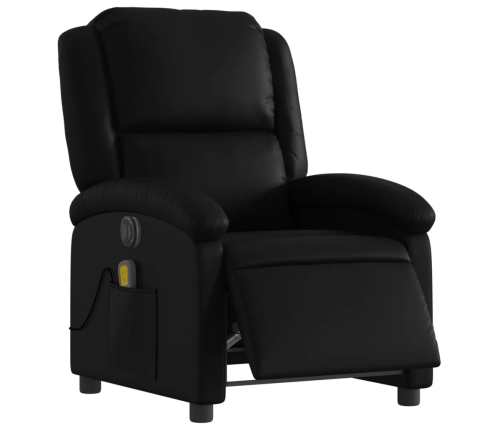 Sillón de masaje reclinable eléctrico cuero sintético negro