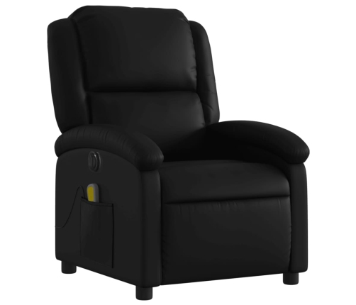 Sillón de masaje reclinable eléctrico cuero sintético negro