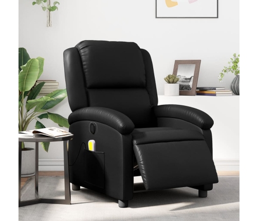 Sillón de masaje reclinable eléctrico cuero sintético negro