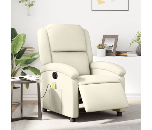 Sillón de masaje reclinable eléctrico cuero sintético crema