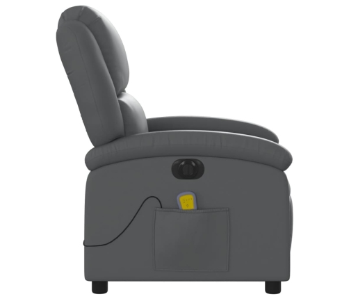 Sillón de masaje reclinable eléctrico cuero sintético gris