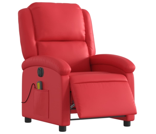 Sillón de masaje reclinable eléctrico de cuero artificial rojo