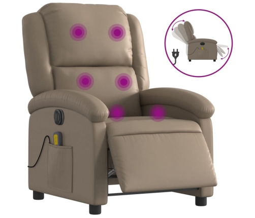 Sillón reclinable de masaje eléctrico cuero sintético capuchino