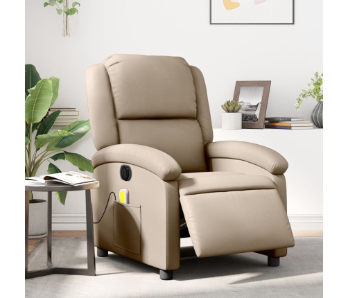 Sillón reclinable de masaje eléctrico cuero sintético capuchino