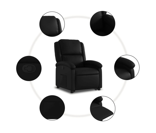 Sillón reclinable elevable cuero artificial negro