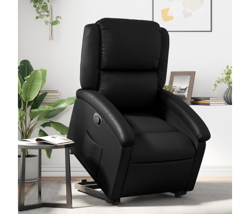 Sillón reclinable elevable cuero artificial negro