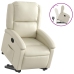 Sillón reclinable elevable cuero artificial color crema