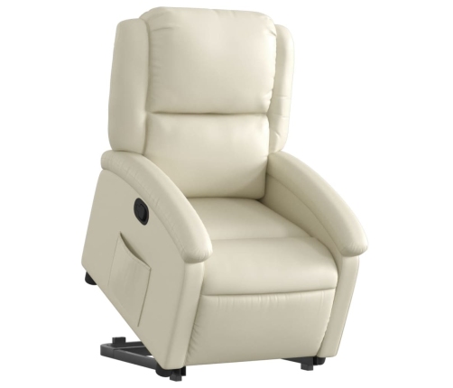 Sillón reclinable elevable cuero artificial color crema